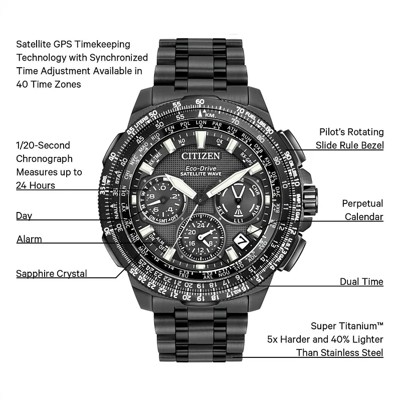 Satellite Wave F900 - Men's Eco-Drive Black Titanium Watch Satellite Wave F900 - Men's Eco-Drive Black Titanium Watch
